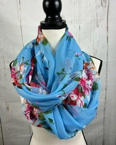 infinity Blue Floral  Scarf Wrap