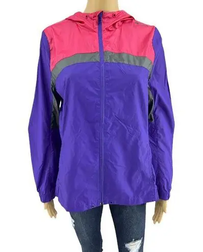 Reebok  (L) Purple Pink Gray Color Block Hood Windbreaker Jacket Zip Up