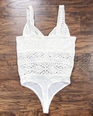 Free People  • Hooked On Bodysuit crochet lace cream ivory white boho festival