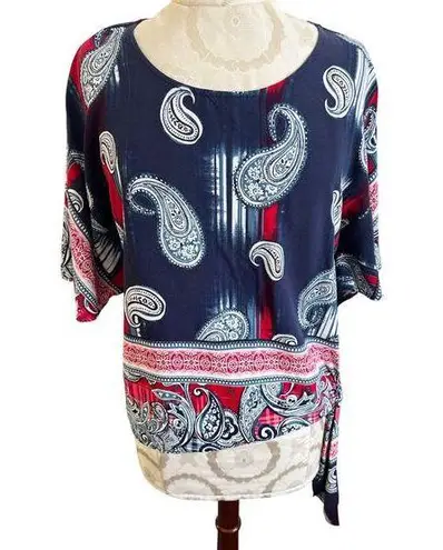 Melissa Paige 3/4 Sleeve Paisley Side Tie Blouse Small