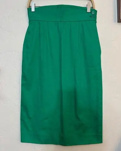 VINTAGE YVES SAINT LAURENT GREEN PENCIL SKIRT EXCELLENT CONDITION SZ SMALL