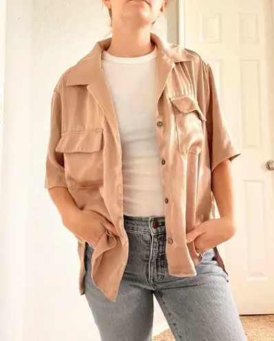 Day & Night  Brown Satin Button Down top