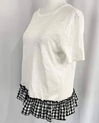 After Market New  Gingham Hem Tee Plaid Ruffle Trim Short Sleeve T-Shirt