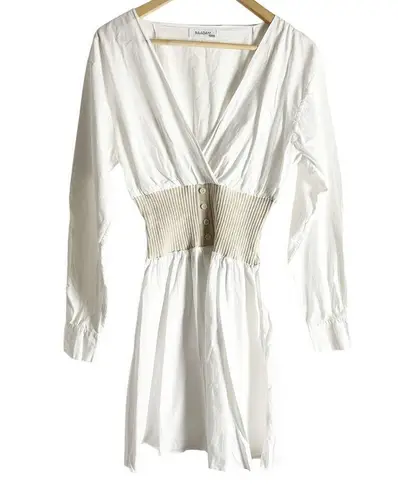 Naadam White Ribbed Corset Long Sleeve V