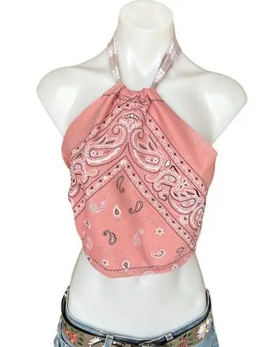 Bandana Halter Top Cropped One Size Festival Western Dusty Pink CheekyMontana