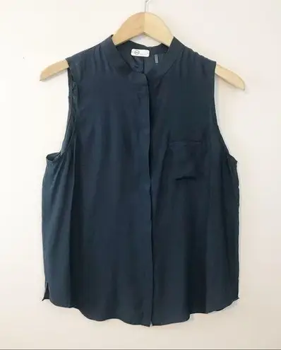 AG Adriano Goldschmied Adriano Goldschmied AG Anthro Navy Blue Silk Sleeveless Blouse Top L new nwt