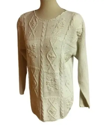 Retro Y2K feminine beaded oversized sweater