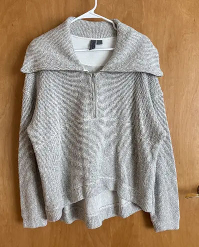 Sweaty Betty Restful Boucle 1/2-Zip Sweatshirt Women's Large Gray White