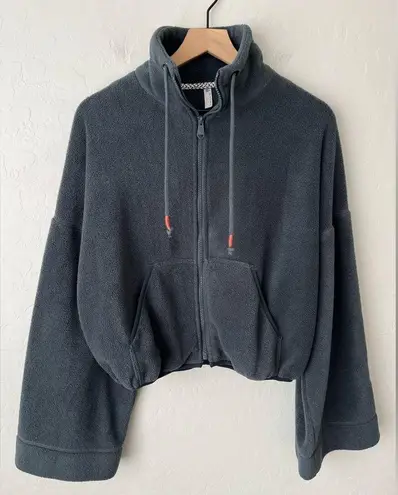 Free People  movement climb high oversized crop zip up fleece jacket RARE color