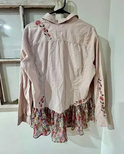 Olivia's LLC Custom Western Rodeo Cowgirl Lace Floral Embroidered Shirt Size L Pink Size L