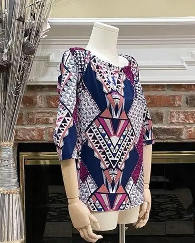 Renee C . purple multi patterned long sleeved top / S / Excellent condition