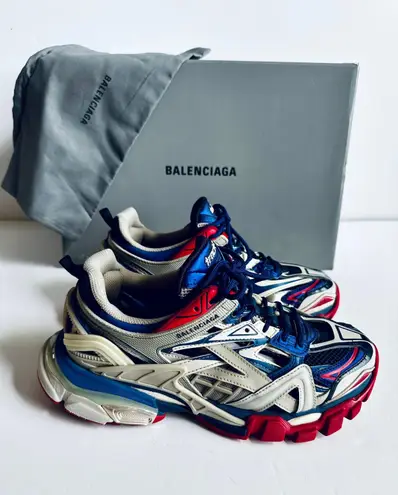 Balenciaga Multi Leather And Mesh Track.2 Open Sneakers Unisex Size 41 Mix Color