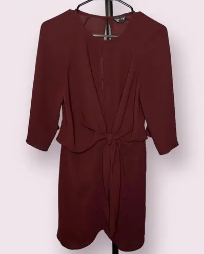 Topshop  Burgundy Front Knot Draped Dress