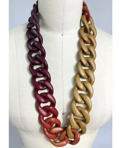 PONO by Joan Goodman Italian Resin Necklace Red Brown Tan 30"