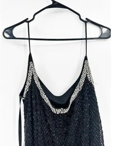 Mac Duggal 93551 Black Beaded Spaghetti Strap Column Gown Size 12