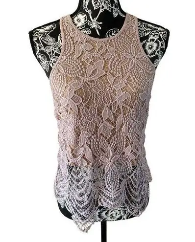 EXPRESS  Peek A Boo Macrame Tank Top Racerback Lace Floral