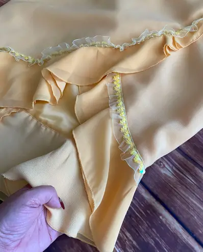 Nubiano New York Vintage Women Ruffled Yellow Midi Wrap Skirt Size 6