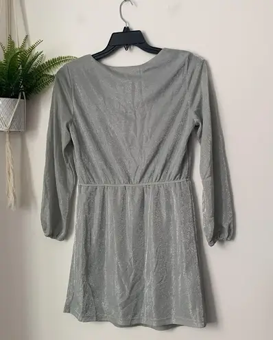 BB Dakota NWT  Steve Madden “Lana” Metallic Silver Long Sleeve Cocktail Dress