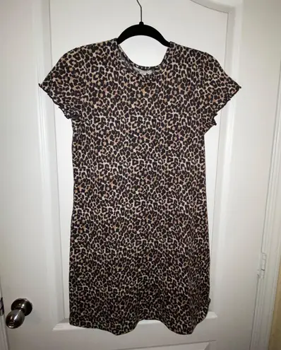 American Eagle Cheetah Lettuce Hem Mini Dress