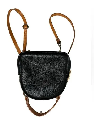 Divina Firenze black Pebbled Leather Convertible Top Handle Backpack Crossbody