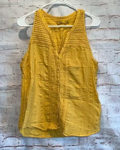 prAna Shirt Womens Small Yellow Nieves Sleeveless Tank Top V Neck Button Front