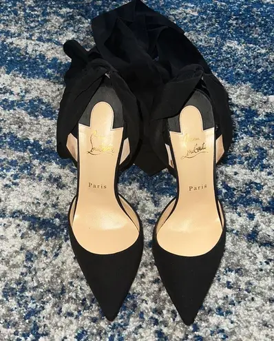 Christian Louboutin Douce du Desert 100 Satin Black Pump 39 Size 9 1400 From Bbluxwins