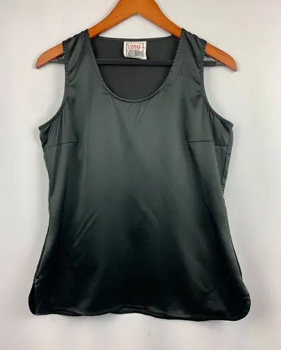Very Vollbracht Womens Sleeveless Black Satin Top S Polyester/Spandex