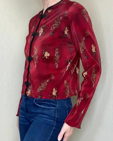 Dress Barn Retro Y2K  Red & Black Japanese Floral Blouse