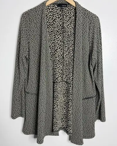 Sun Kim Open Front Leopard Cardigan Size Large Zipper Detail