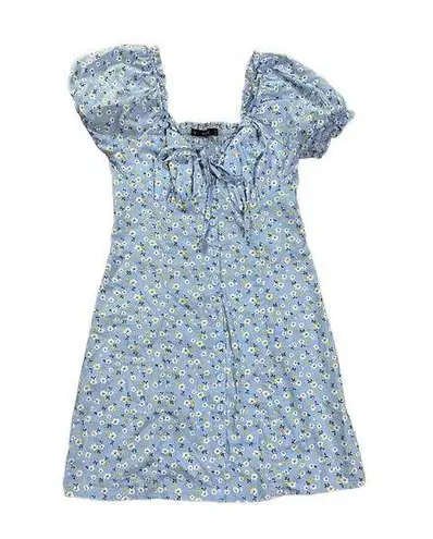 Hesperus Womens Cottagecore Dainty Floral Blue Smocked Mini Dress Sz M