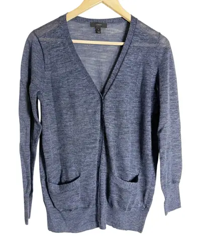 J.Crew Navy Blue Linen Blend Knit Button Front V