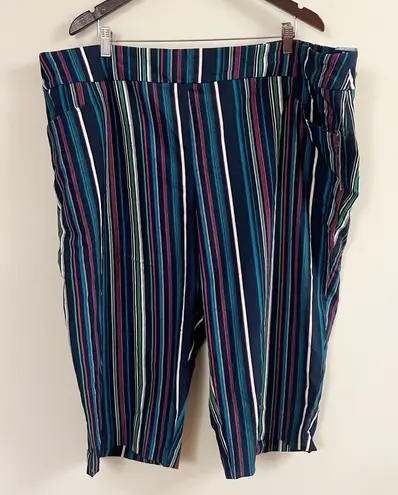 Terra & Sky Navy Blue Multicolor Striped Capri NEW Size 3X