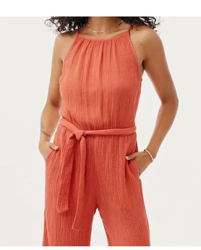 Bella Dahl Smocked back Cami jumpsuit in Papya red