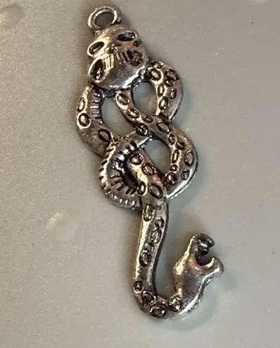 Snake Skull Pendant Charm for Necklace Silver Color Metal Goth