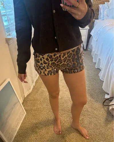 Edikted Leopard Sequin Micro Shorts
