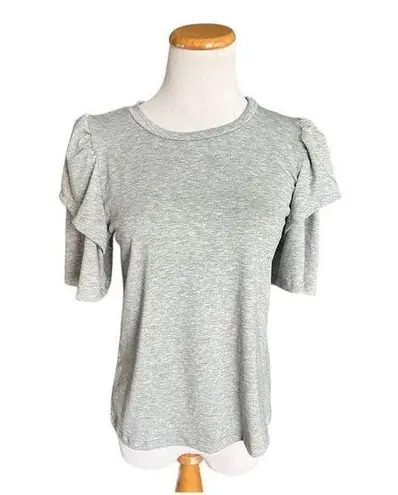 Acting Pro New Womens  Boutique Gray Puff Sleeve Crew Neck Top - Sz S