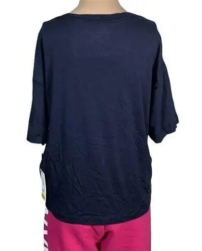 Calvin Klein  Jeans Womens T Shirt Top Relaxed Fit Logo Navy Blue Pink Small