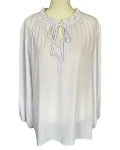 Counterparts women's size XL long sleeve white blouse ruffle neckline front tie