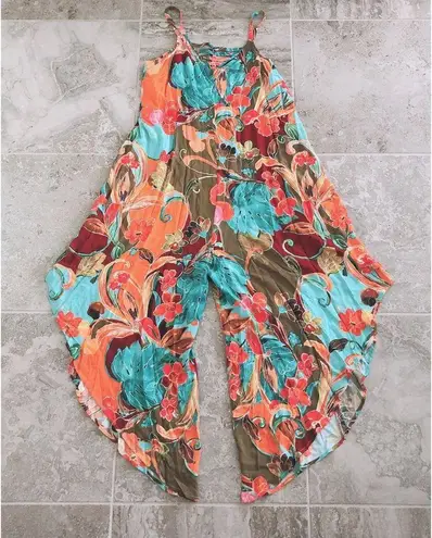 MSK Floral Print Gaucho Jumpsuit Strappy Green Size M NWT Size M