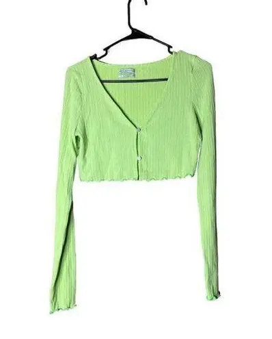 Urban Outfitters  Bright Green Cropped Cardigan Size Large