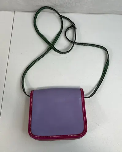 Vera Pelle Leather Crossbody Bag Saddle Bag Italian Leather Small Purse Travel Purple