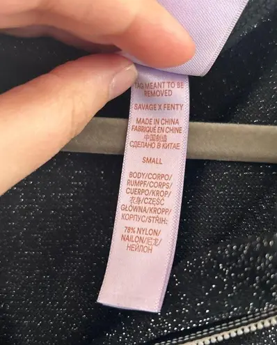 Savage x Fenty Sleep & Shine Black Shimmer Glitter Zip Front Jumpsuit