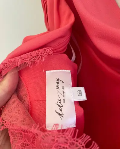 Katie May Coral Surreal Ruched Gown