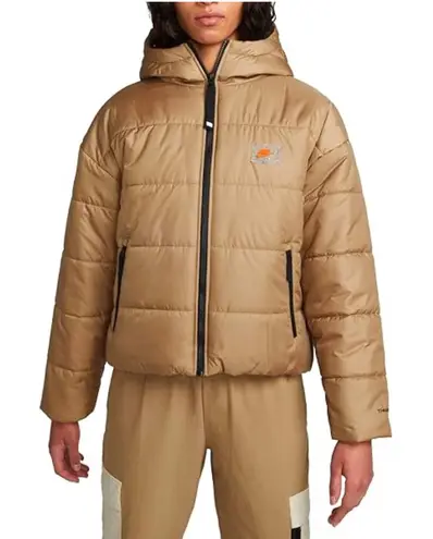 Nike  Therma Fit Hooded Puffer Jacket Beige Orange L Women's Winter