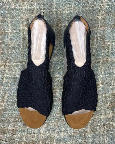 Comfortiva Alesha Stretch Woven Wedge Heeled Sandal in Navy (Wide) Size undefined