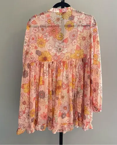 By Together  Sheer Chiffon Floral Printed Mini Dress Size Medium