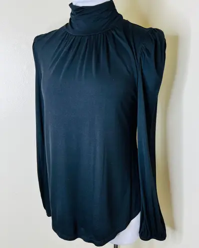 Adyson Parker Mock Neck Top MEDIUM Black Long Sleeve Jersey Knit Minimalist Chic