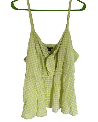 Torrid size 2 Tie front gingham peplum top white green tank