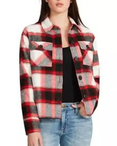 B.B. Dakota Steve Madden Plaid Boxy Shacket Jacket Red Large L