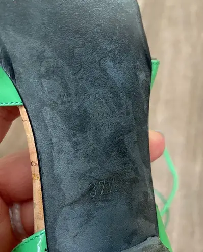 Olivia Morris Green Patent Leather Cork Heeled Sandals ~ Size 37.5